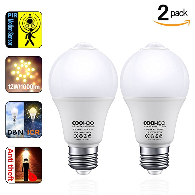 Motion Sensor Light Bulbs 12w Dusk To Dawn Pir Built In Motion Sensor Light Bulbs 12w Dusk To Dawn Pir Built In Detector Smart E26 Base A19 Indoor Outdoor