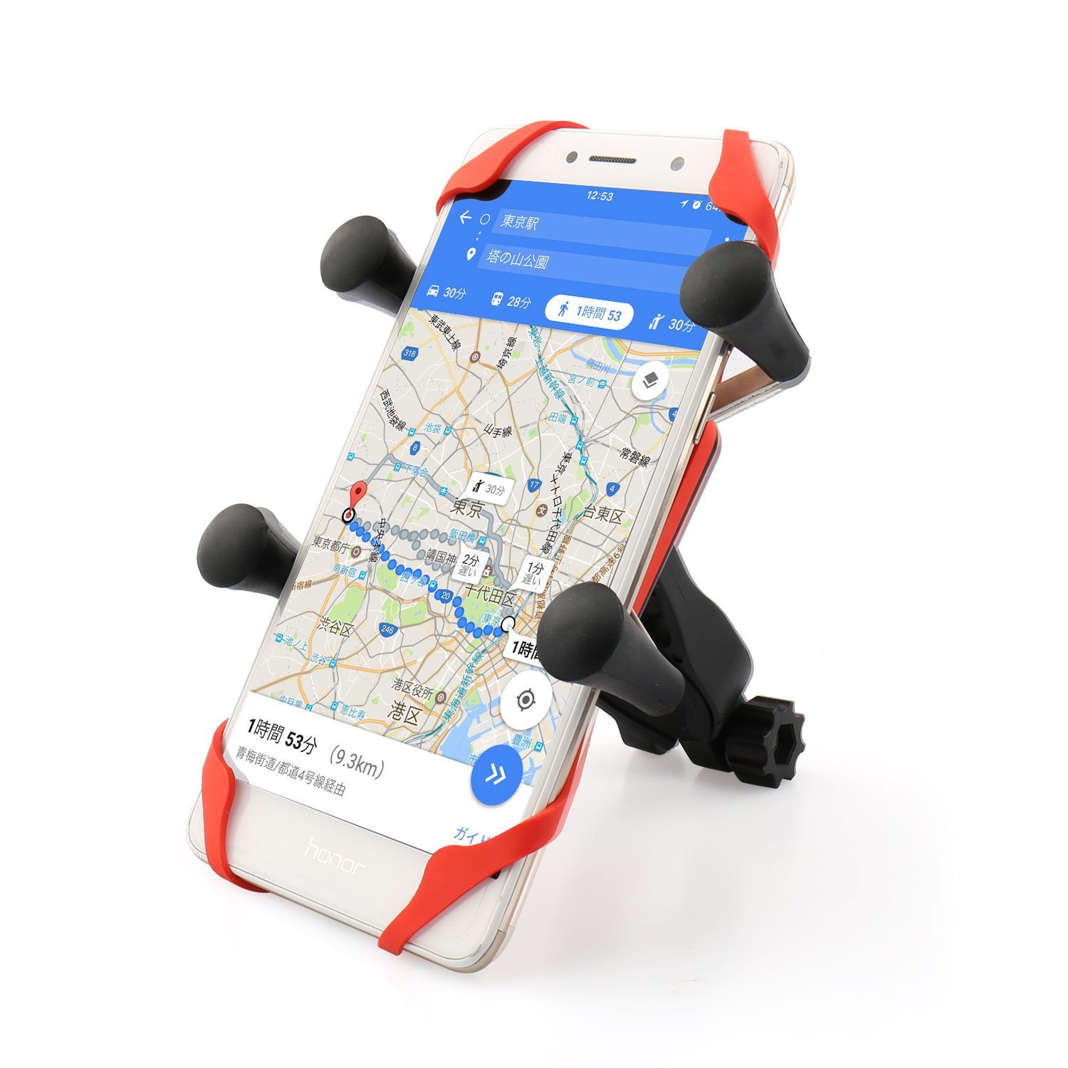 Focusam 自転車ホルダー バイクスマホホルダー 携帯バイクスタンド GPSナビ・スマホ・iPhone固定用 バーマウントキット 360度調整可能  落下防止 iPhone/Samsung/Sony/GPSなど多機種対応-COOWOO