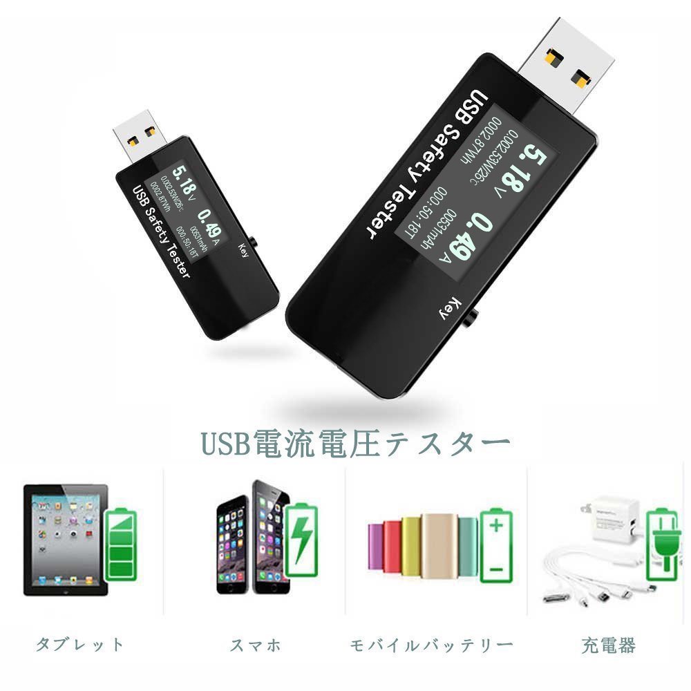 COOWOO USB電流電圧テスター チェッカー 3-30V/0-5.1A 急速充電QC2.0/QC3.0/MTK-PE/iphone2.4A など対応日本語説明書付き＆12月保障-COOWOO