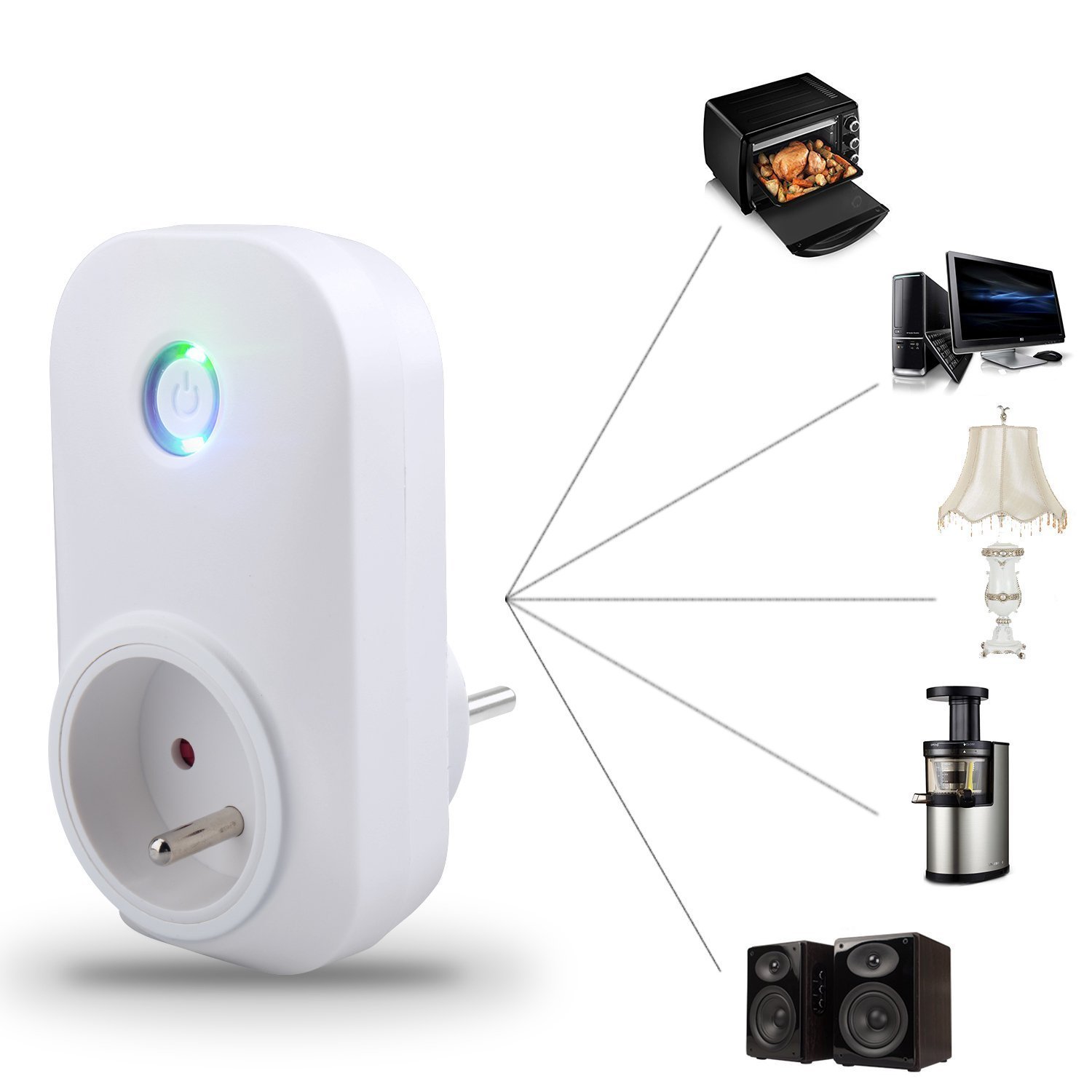 Wewoo - Prise Electrique Connectée d'alimentation intelligente WiFi Télécommande  sans fil Interrupteur avec port USB, compatible Alexa et Google Home, en  charge iOS Android, européenne - Box domotique et passerelle - Rue