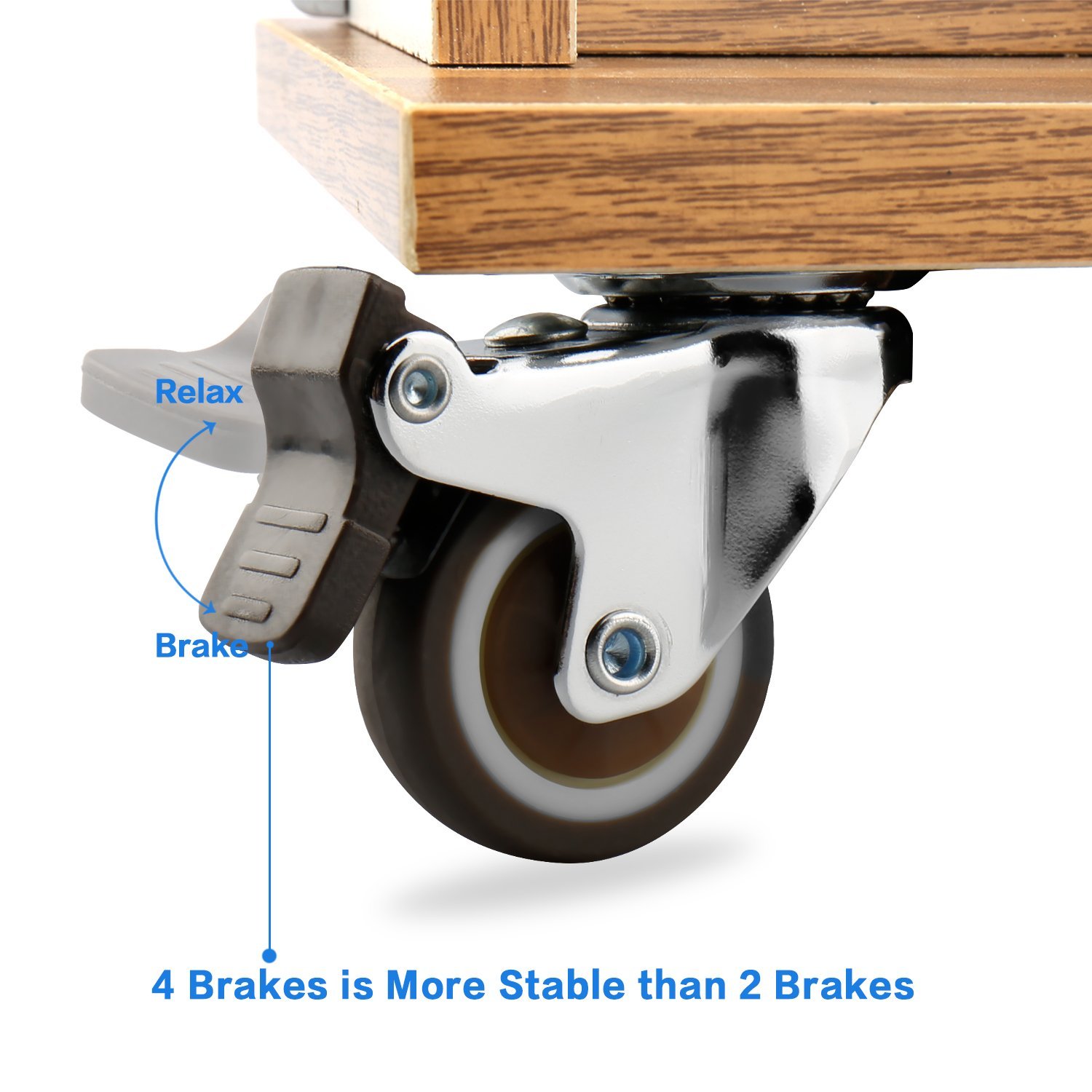 4 Pack 1" Swivel Caster Wheels with Safety Dual Locking and Polyurethane Foam No Noise Wheels, Heavy Duty - 100 lbs Total Capacity Caster