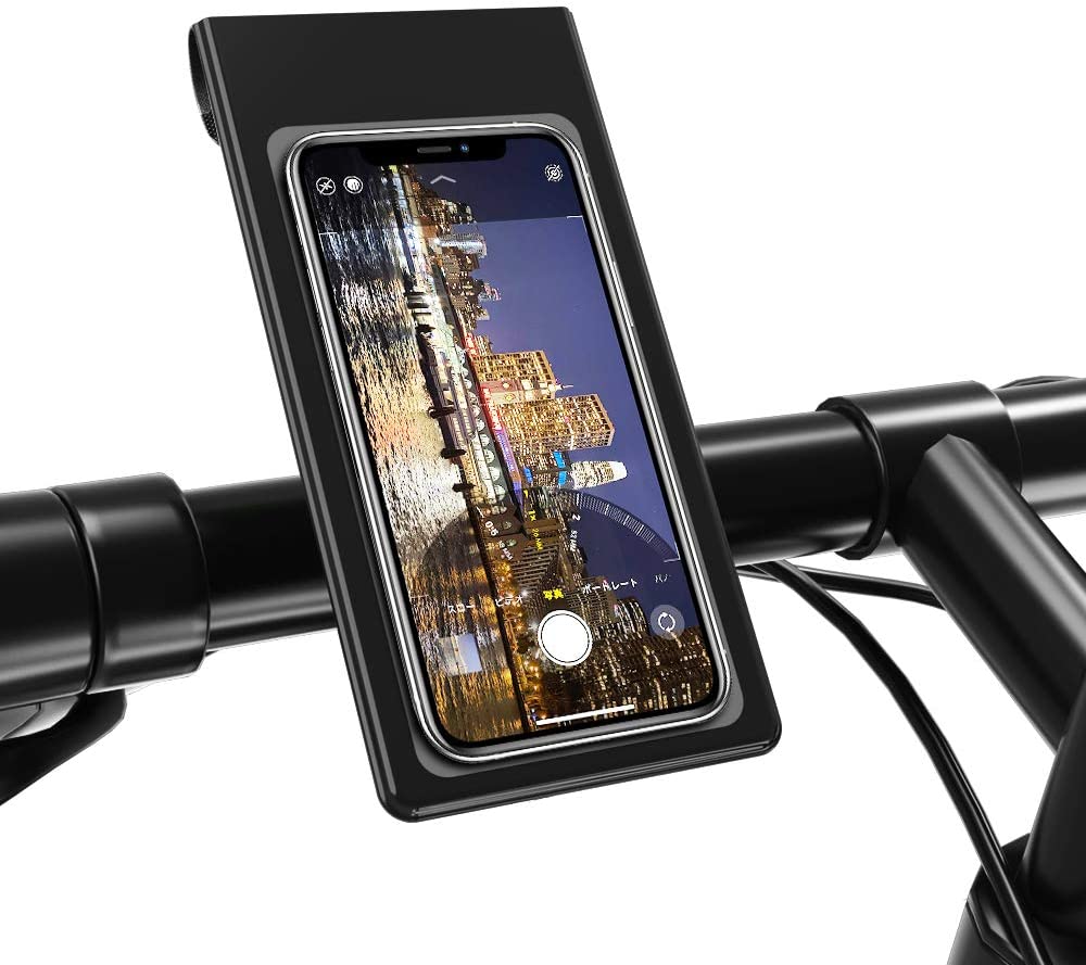 Lightingalways Waterproof Bike & Motorbike Phone Mount, Universal Fit Bike Phone Holder Cycling Handlebar Bag Phone Holder Bag with 360° Rotation for Any Smartphone up to 6.5''(16.5CM)