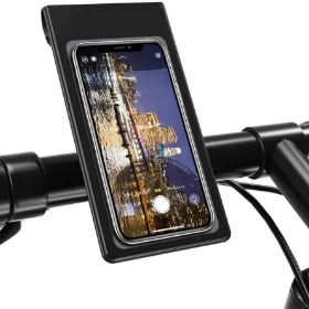 Lightingalways Waterproof Bike & Motorbike Phone Mount, Universal Fit Bike Phone Holder Cycling Handlebar Bag Phone Holder Bag with 360° Rotation for Any Smartphone up to 6.5''(16.5CM)